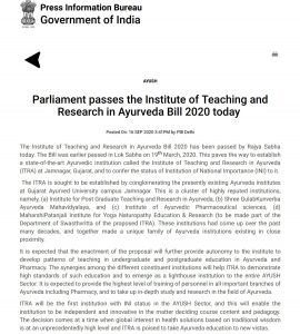 Press Release Ayush ministry 
