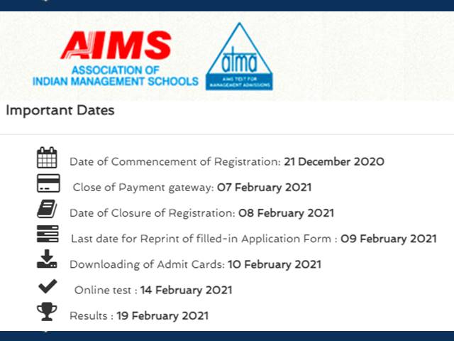 AIMS ATMA 2021 Admit Card