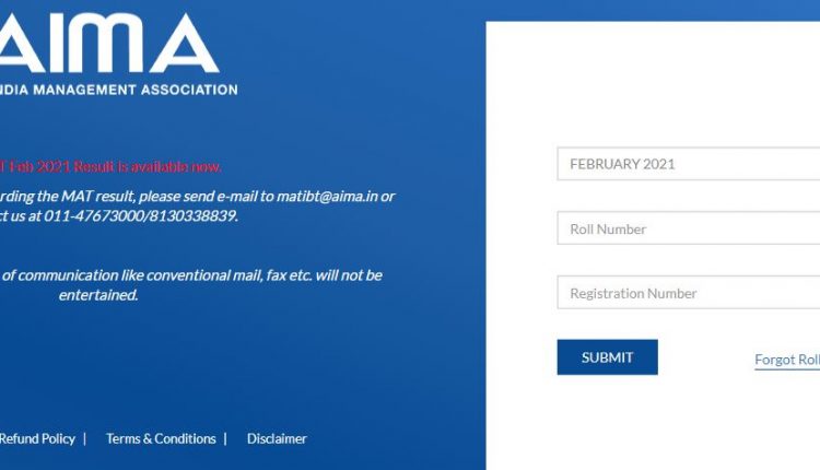 AIMA MAT February 2021 Result