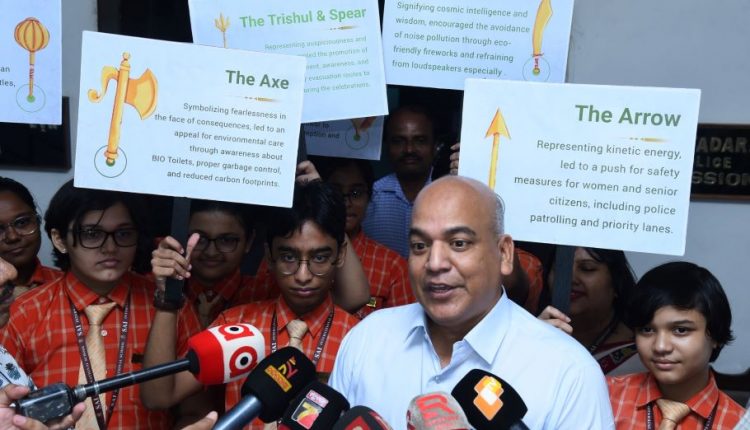 SAI students eco-friendy durga puja